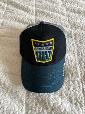 Men's Black and Teal Patch Trucker Hat